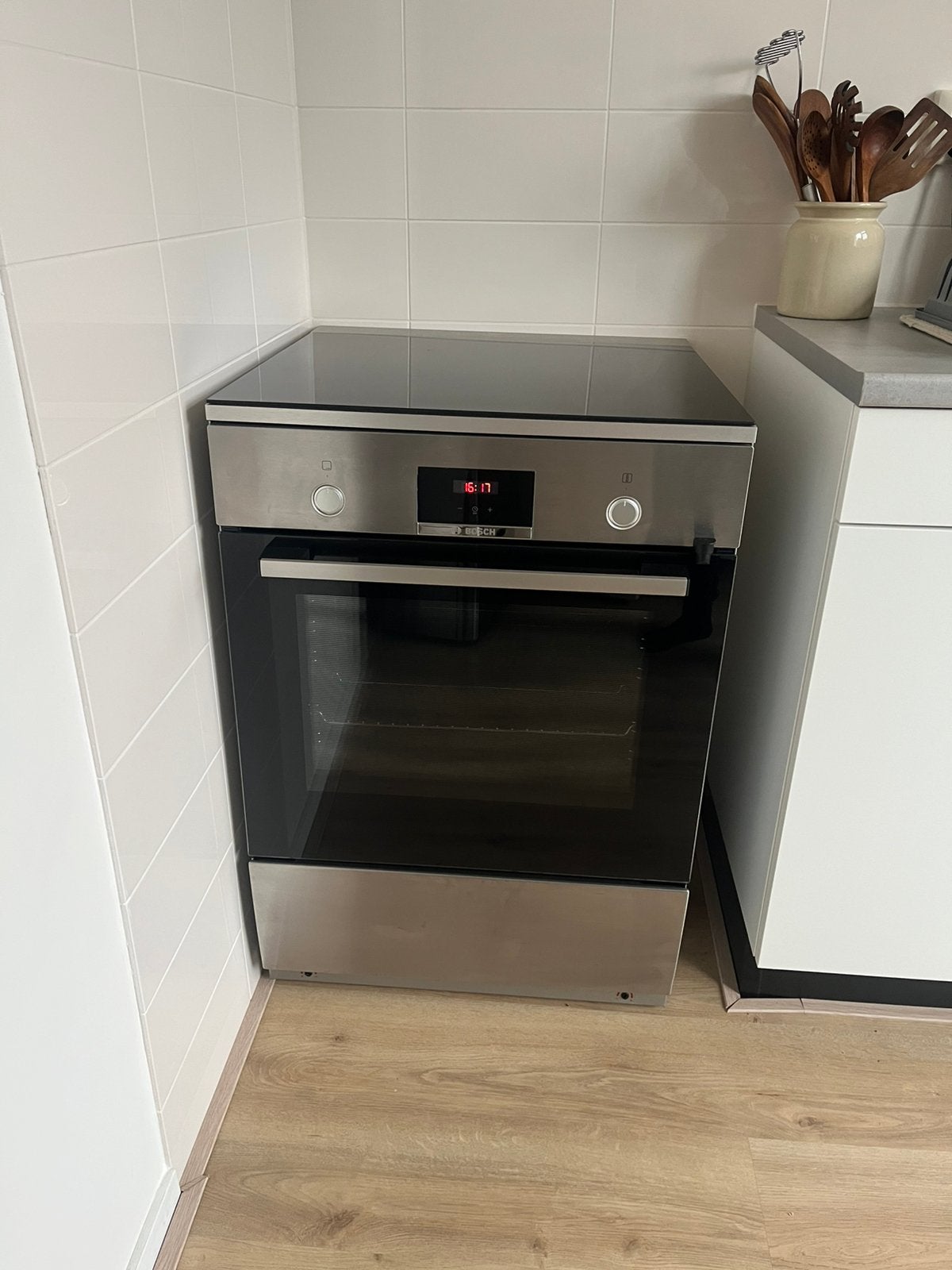 BOSCH Fornuis Inductie, nog geen jaar oud. Nieuwprijs €770, Ophalen, 60 cm of meer, 4 kookzones, Zo goed als nieuw