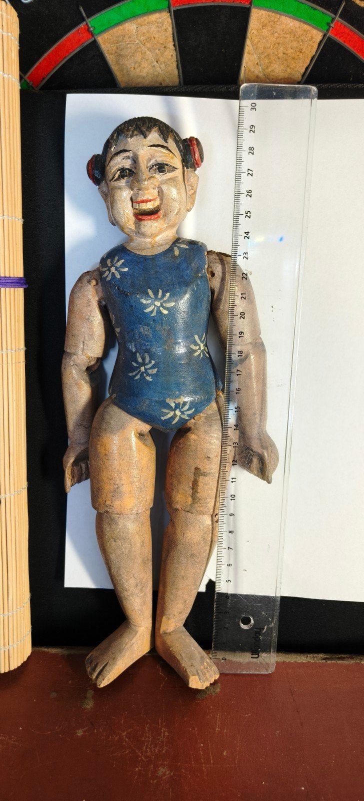 Antieke Aziatische houten pop, 19e eeuw, 30 cm, Verzamelen, Poppen, Ophalen of Verzenden