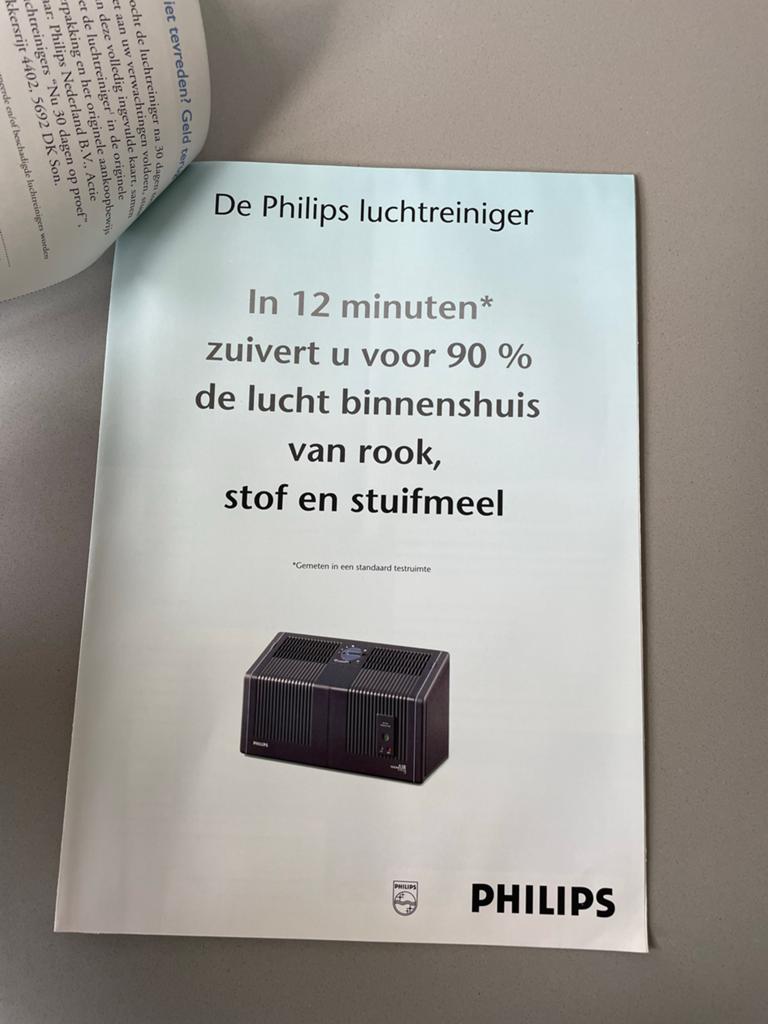 Philips Luchtreiniger Folder en Informatiebrief (1994), Ophalen of Verzenden, Zo goed als nieuw, Folder