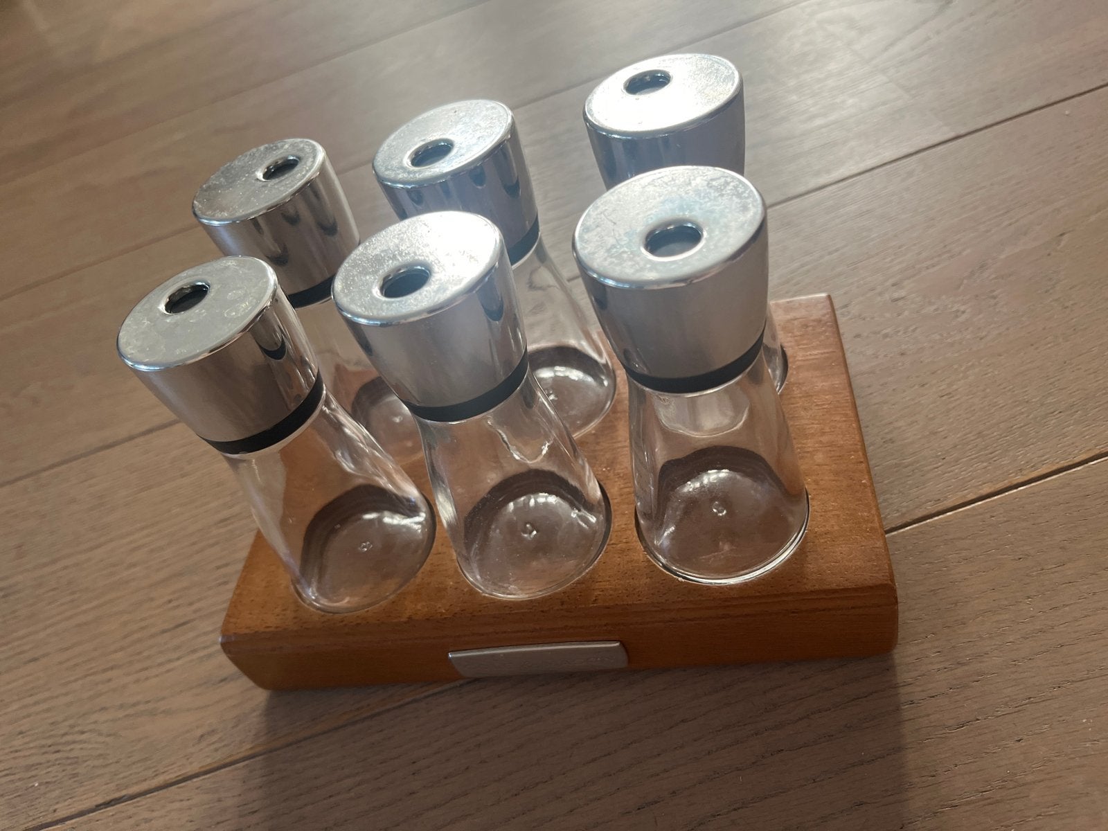 Cole & Mason kruidenrek met 6 glazen potjes, Ophalen, Hout, Overige typen, Gebruikt