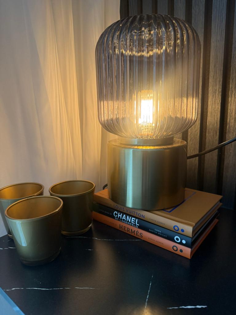 Tafellamp met Boeken Set - Luxe Decoratie, Ophalen of Verzenden, Zo goed als nieuw, Glas, Minder dan 50 cm