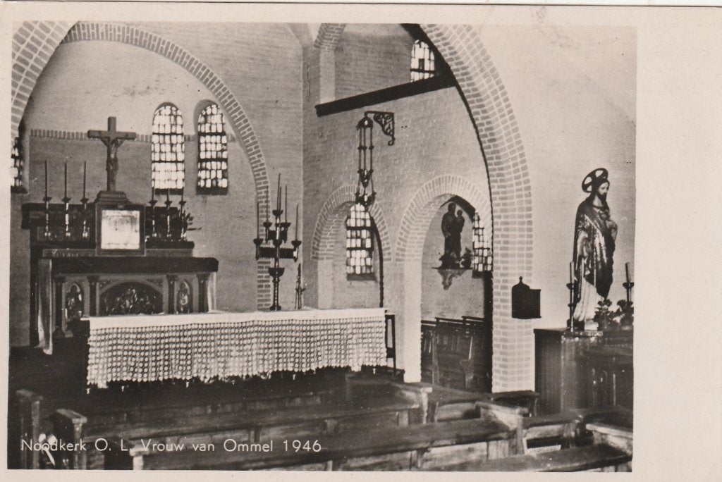 Ommel (Asten, N.Br.) - Noodkerk O.L. Vrouw van Ommel 1946., Ophalen of Verzenden, 1940 tot 1960, Ongelopen, Noord-Brabant