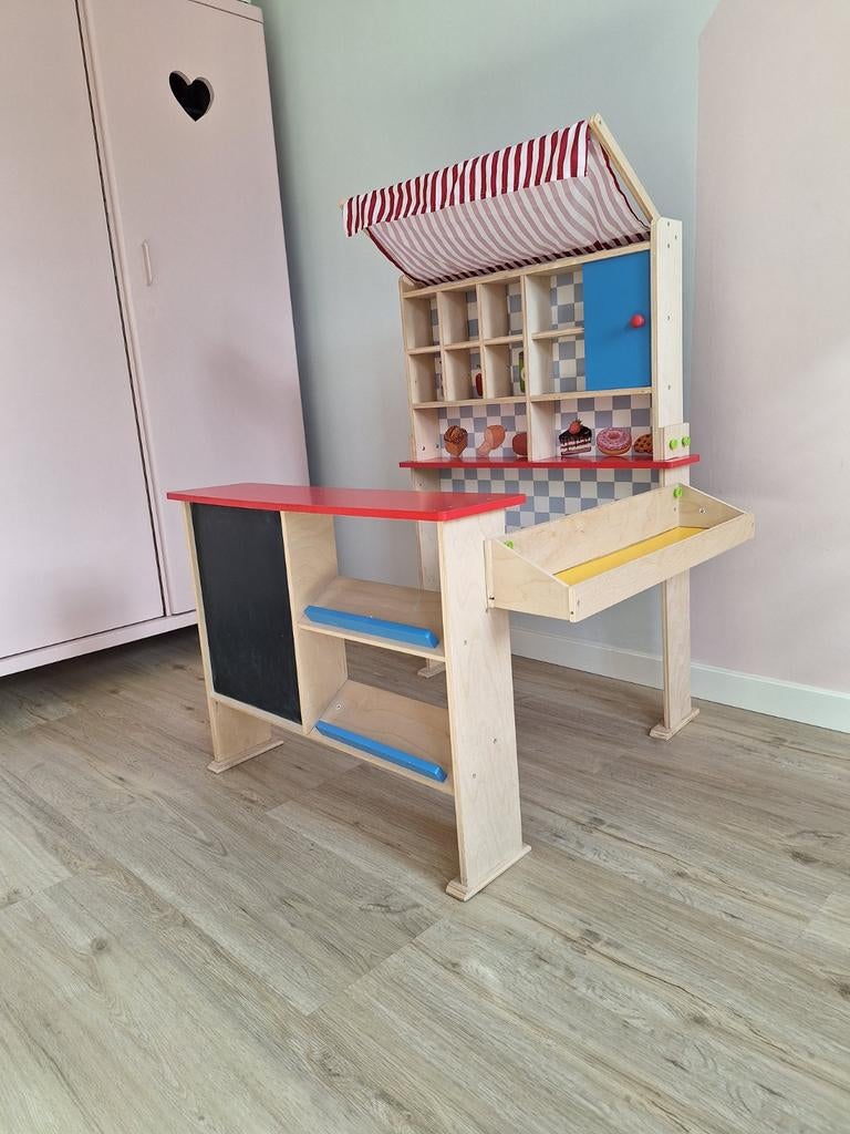 Playtive Houten Winkel Marktkraam met Accessoires, Kinderen en Baby's, Speelgoed | Houten speelgoed, Ophalen, Zo goed als nieuw