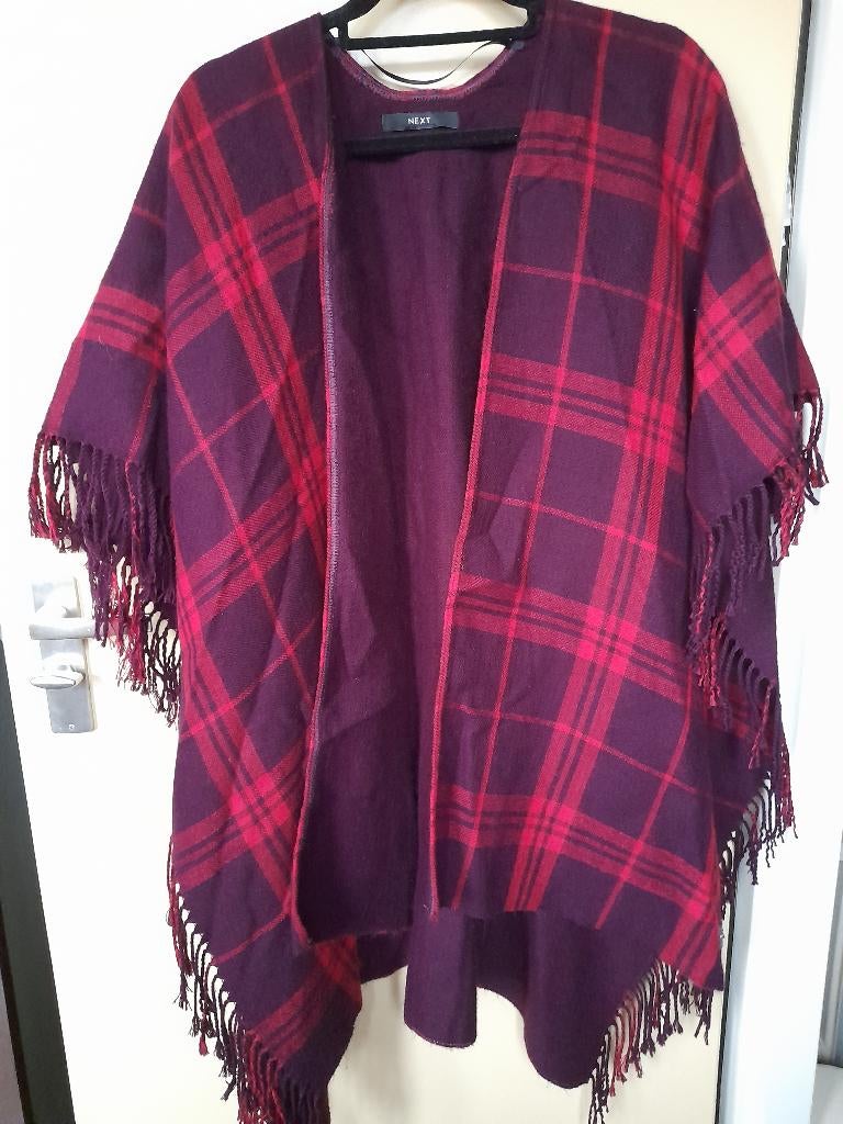 Poncho tartan ruit bordeaux rood Next one size, Next, Ophalen of Verzenden, Zo goed als nieuw, Rood