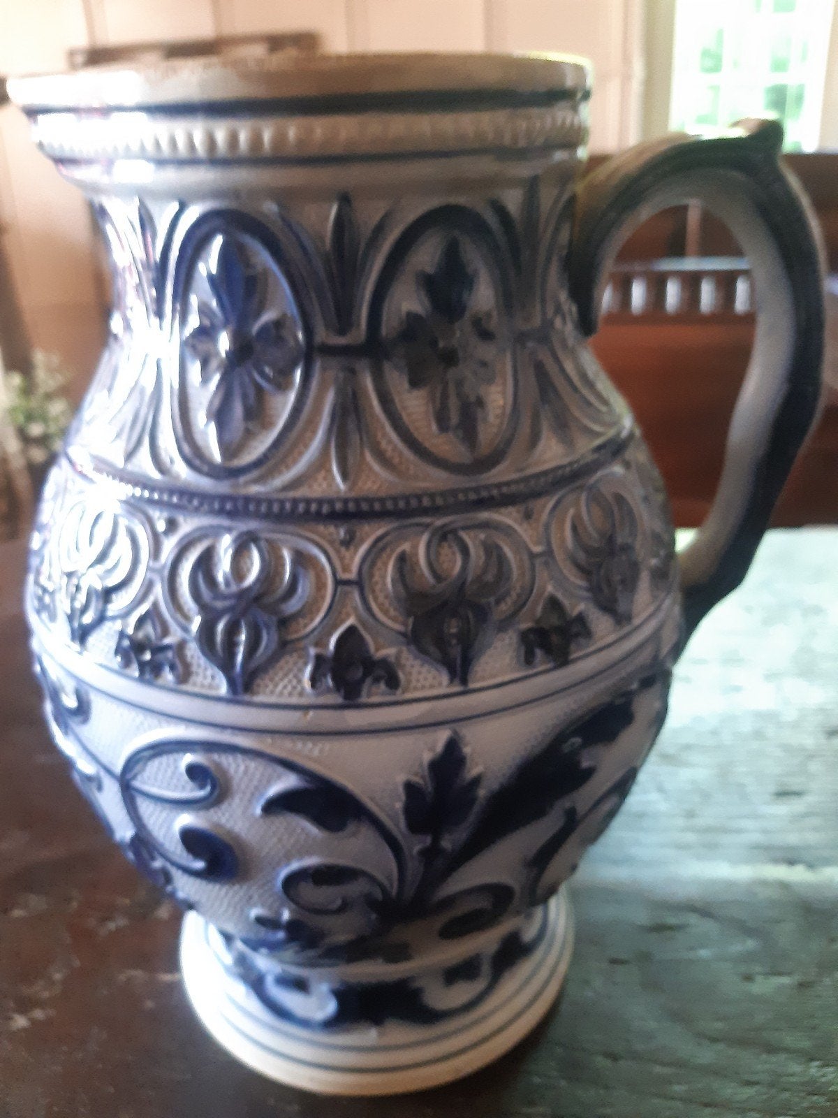Antieke, 19e eeuwse geglazuurde aardewerk ( bier)kan, Antiek en Kunst, Ophalen of Verzenden