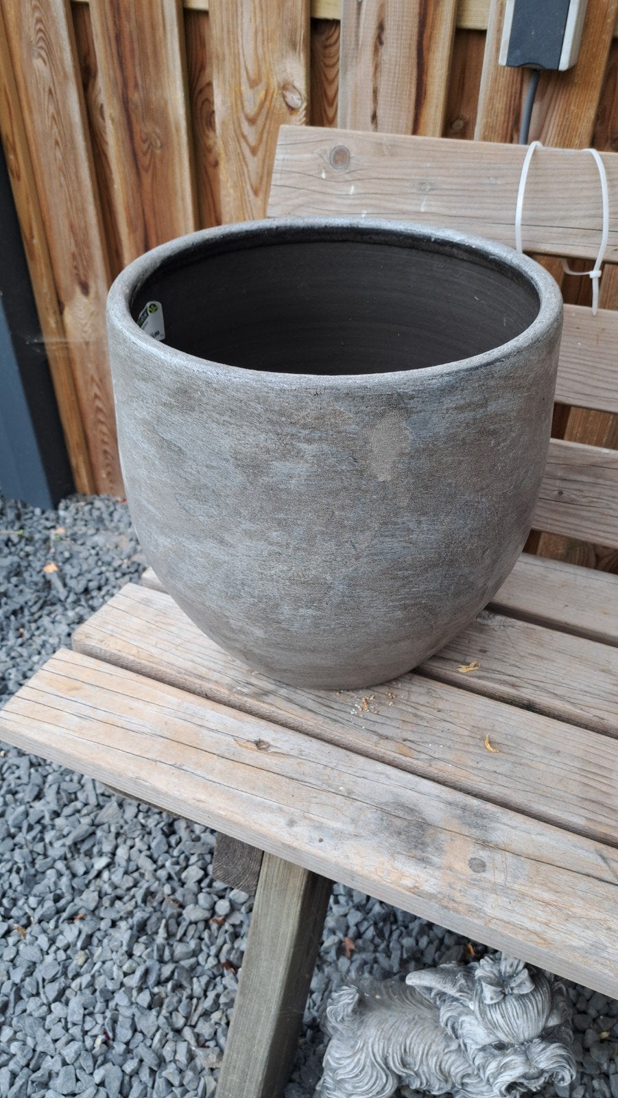Grote ronde bloempot - Grijs/bruin, Tuin en Terras, Rond, Minder dan 40 cm, Binnen, Aardewerk