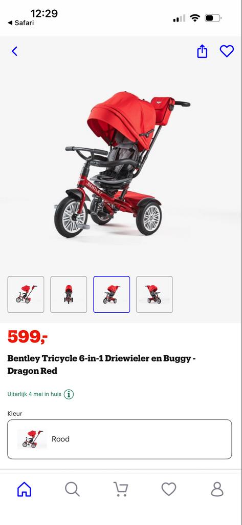 Bentley 6-in-1 Driewieler en Buggy - Dragon Red, Ophalen of Verzenden, Zo goed als nieuw