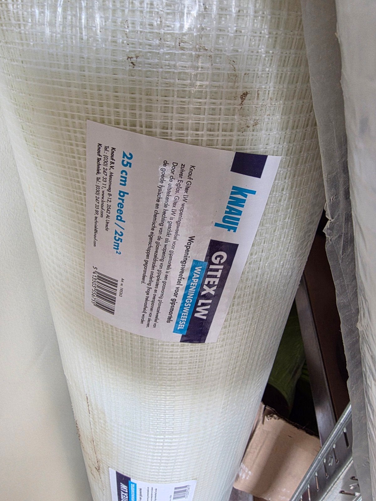 4 rollen Knauf Gitex LW Wapeningsweefsel (25  cm breed), Doe-het-zelf en Verbouw, Zeil en Folie, Ophalen of Verzenden, Nieuw, 15 m² of meer