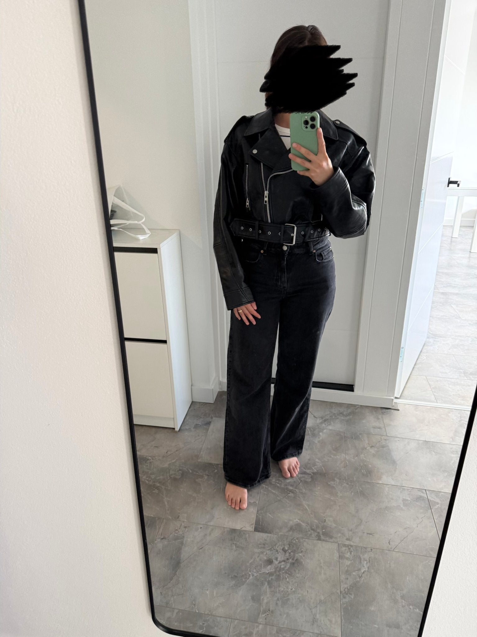 Zara zwarte bikerjack, Ophalen, Gedragen, Zwart