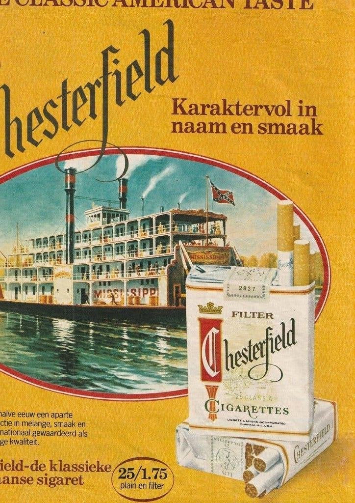 retro reclame 1974 Chesterfield sigaretten radarboot, Verzenden, Overige typen
