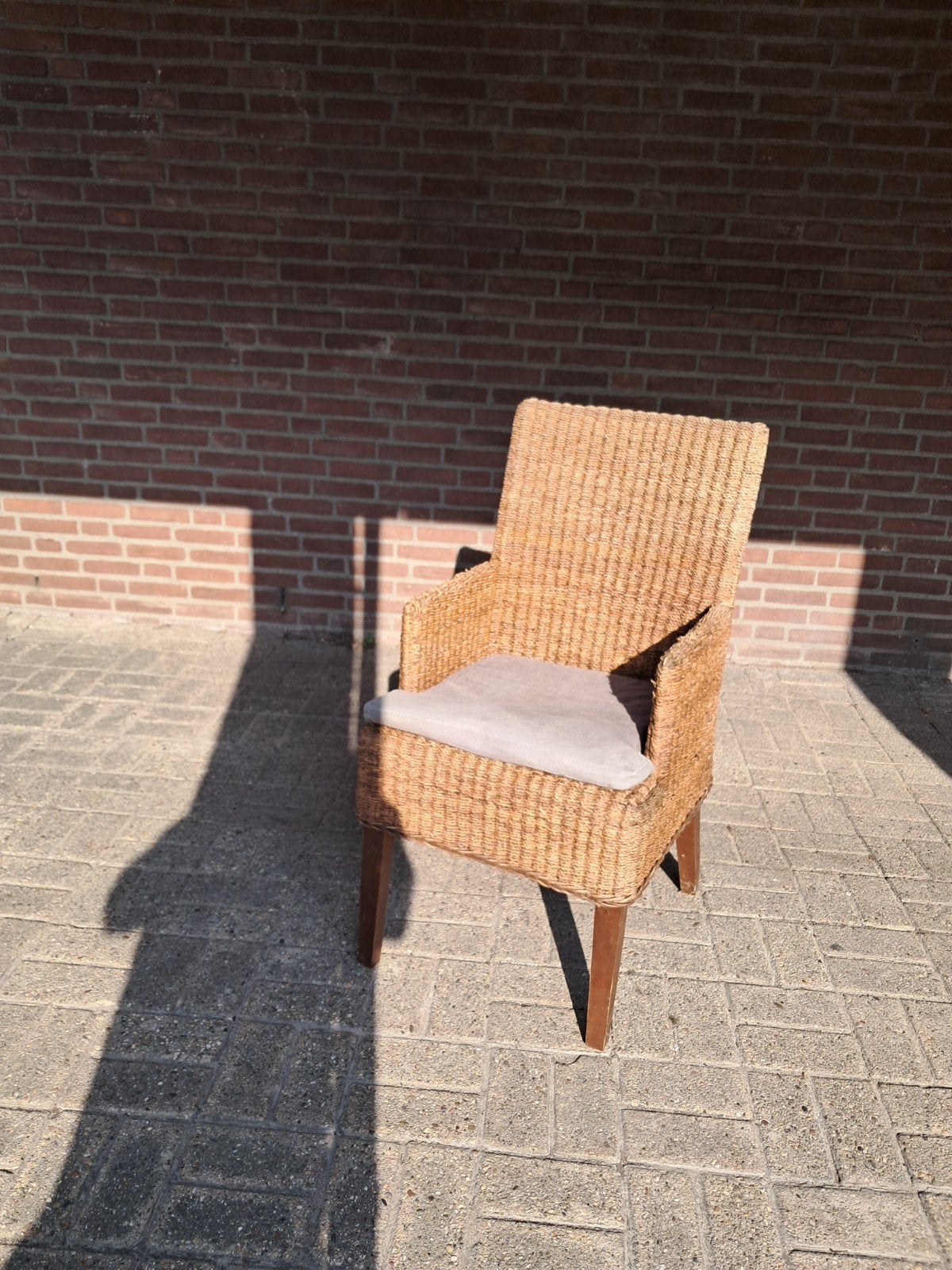 eetkamerstoelen, gevlochten met scheepstouw., Ophalen, Gebruikt, Bruin, Vier