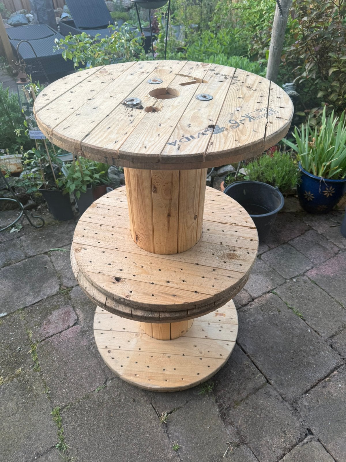 Nette Kabelhaspel 60cm diameter 47cm hoog hout i.z.g.st., Minder dan 55 cm, Rond, Ophalen of Verzenden, Zo goed als nieuw