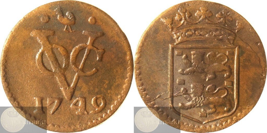 V.O.C. - West-Friesland - Duit 1749 - Medemblik, Ophalen of Verzenden, Vóór koninkrijk, Overige waardes, Losse munt