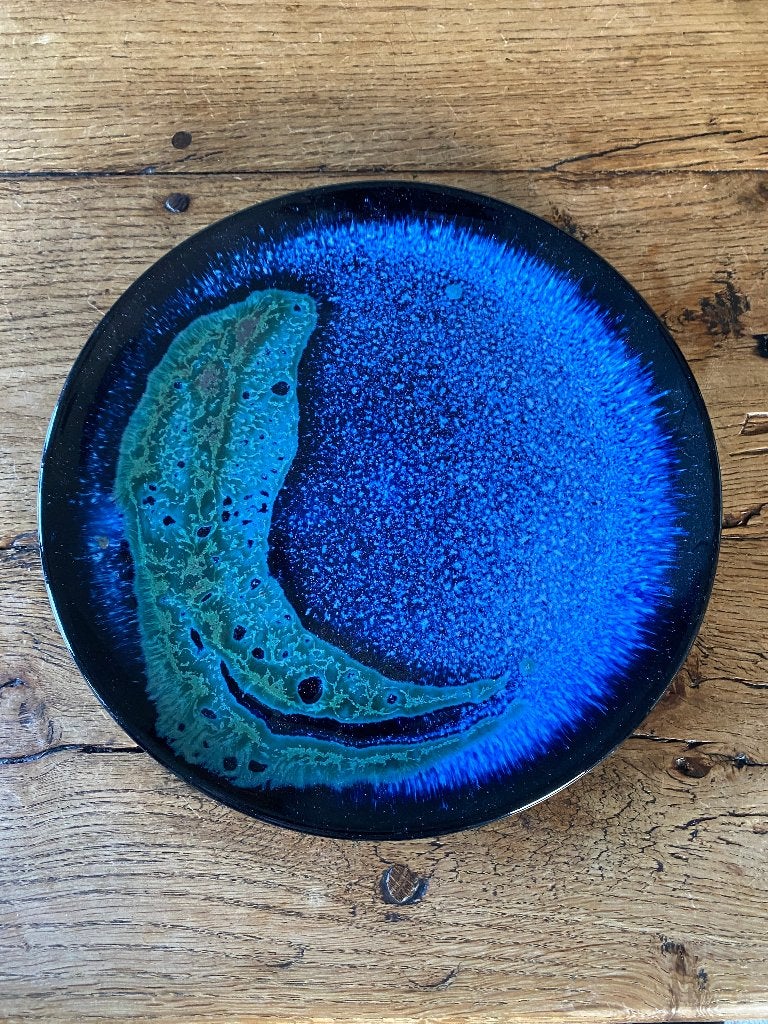 Keramisch wandbord, Antiek en Kunst, Ophalen of Verzenden, Bord, Blauw, Natuurlijk materiaal