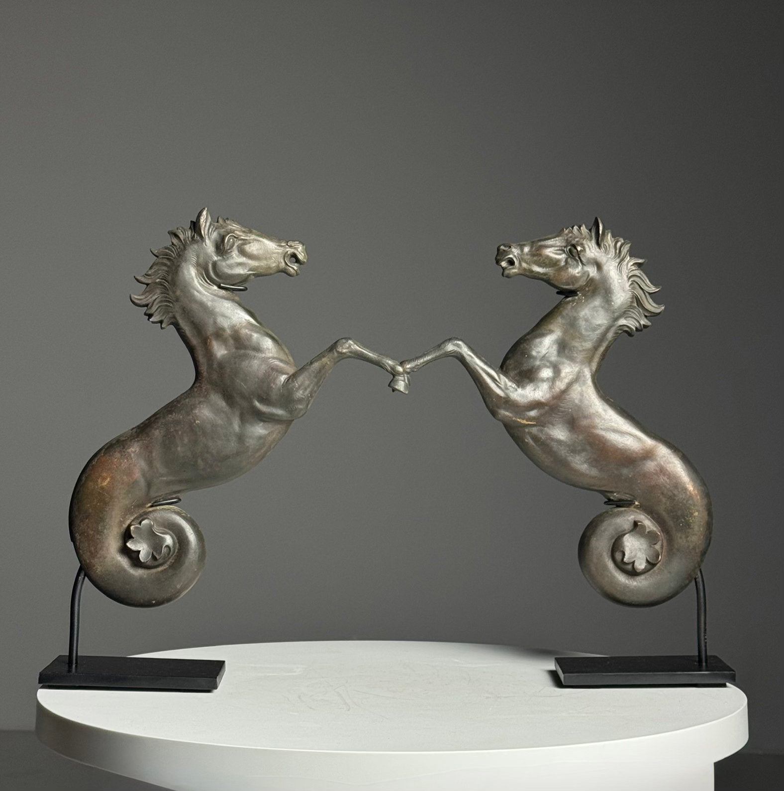 Set van 2 bronzen zeepaarden landelijk, Ophalen of Verzenden, Zo goed als nieuw