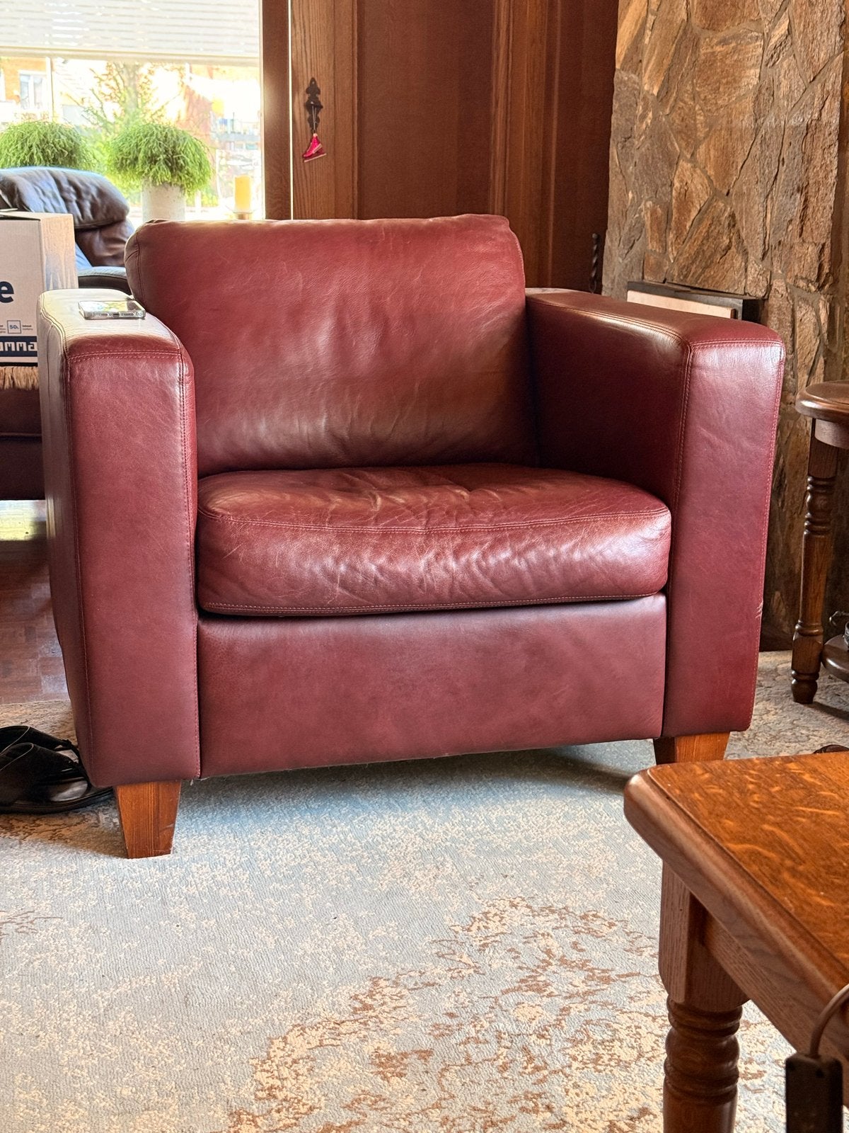 Comfortabele leren stoel - elk bod welkom!, Ophalen, Gebruikt, Leer, 75 tot 100 cm