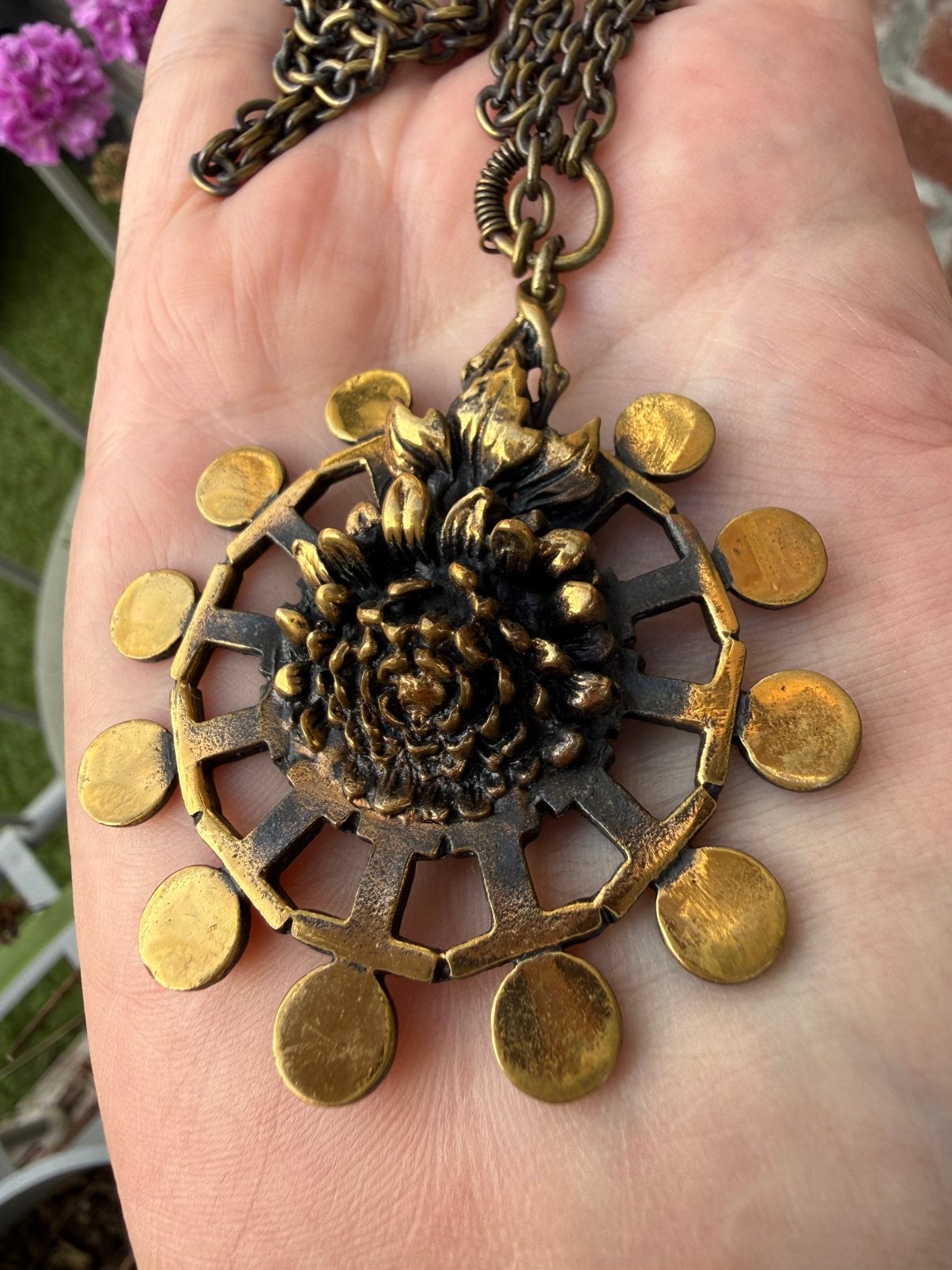 M164/ Bronzen Vintage PENTTI SARPANEVA ketting FINLAND, Overige materialen, Gebruikt, Overige kleuren, Verzenden