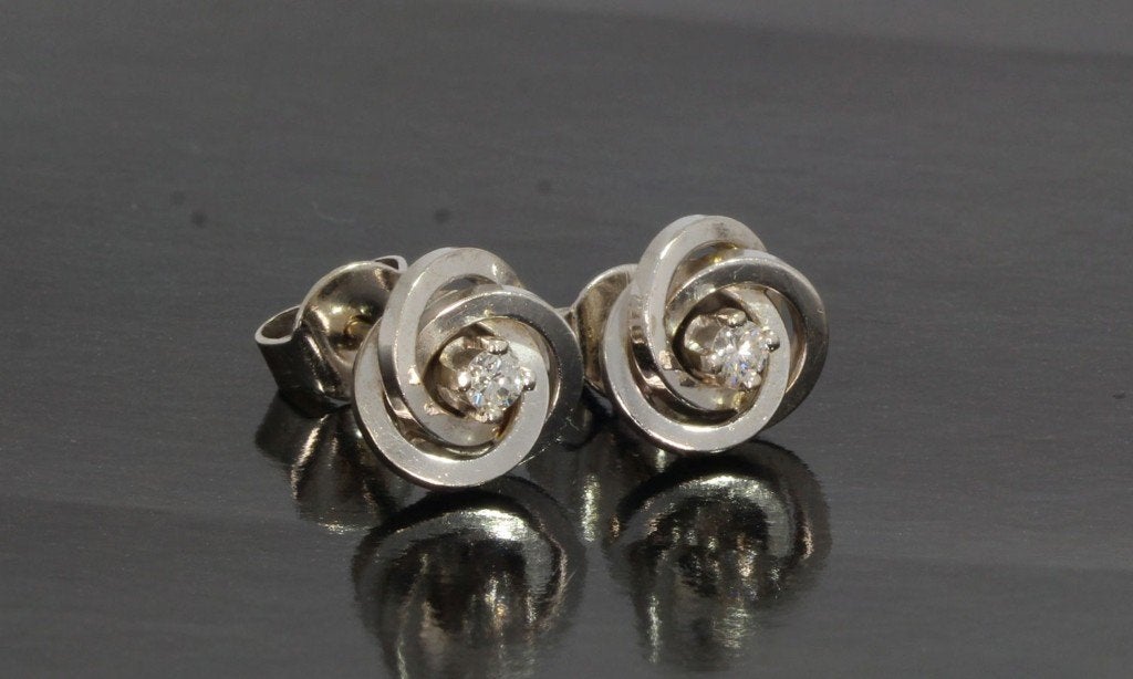 Diamant solitair 14k gouden knoop oorbellen dames briljant, Sieraden, Tassen en Uiterlijk, Oorbellen, Voordeelsieraden, Ophalen of Verzenden