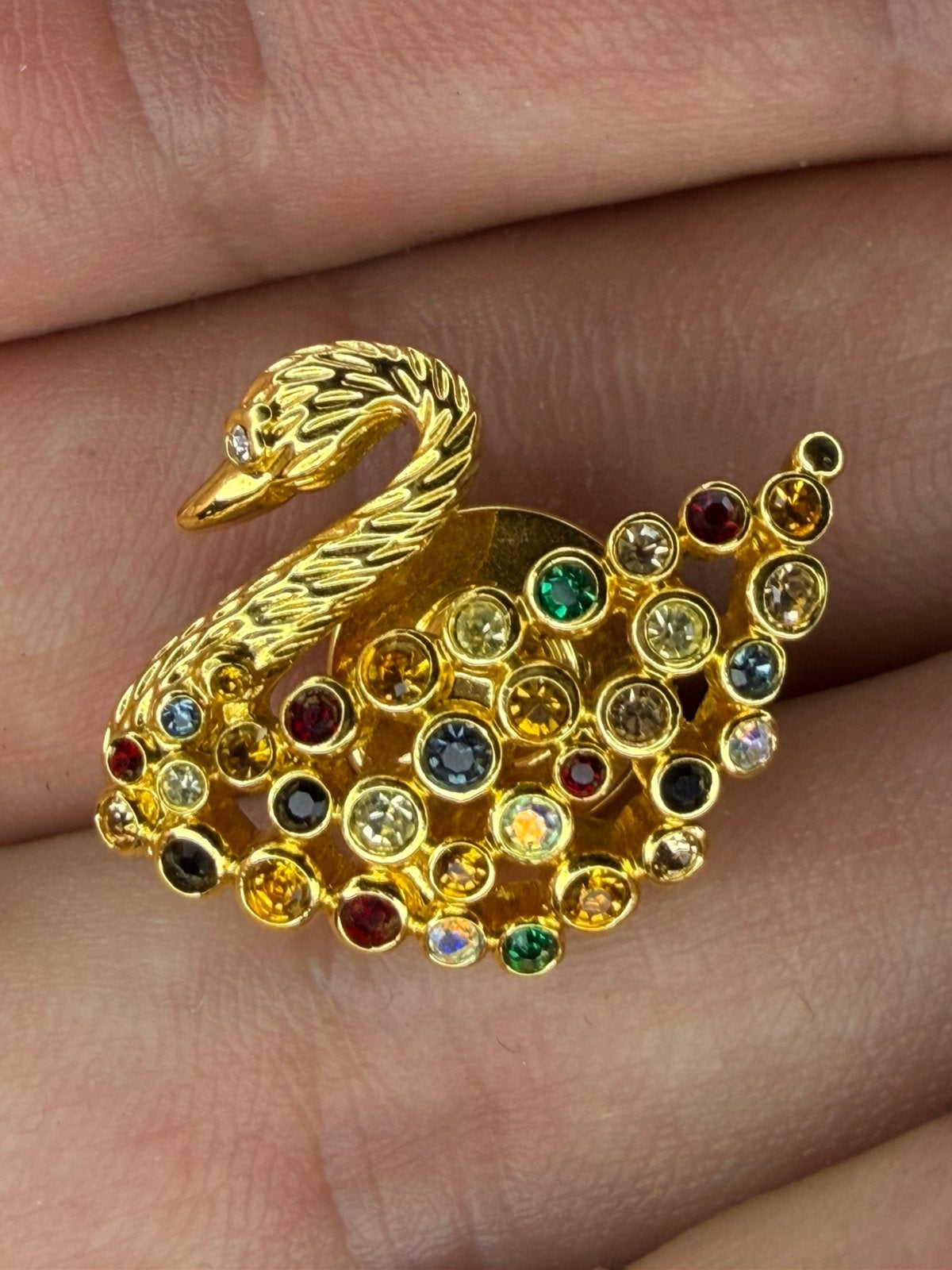 Originele zwanenbroche van Swarovski, Ophalen of Verzenden, Zo goed als nieuw, Zilver, Overige materialen