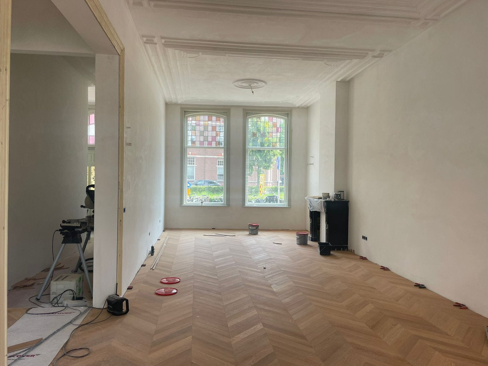 Houten vloer - hongaarse punt 11 a 12 m2, Ophalen of Verzenden, Zo goed als nieuw, 25 tot 50 m², Parket