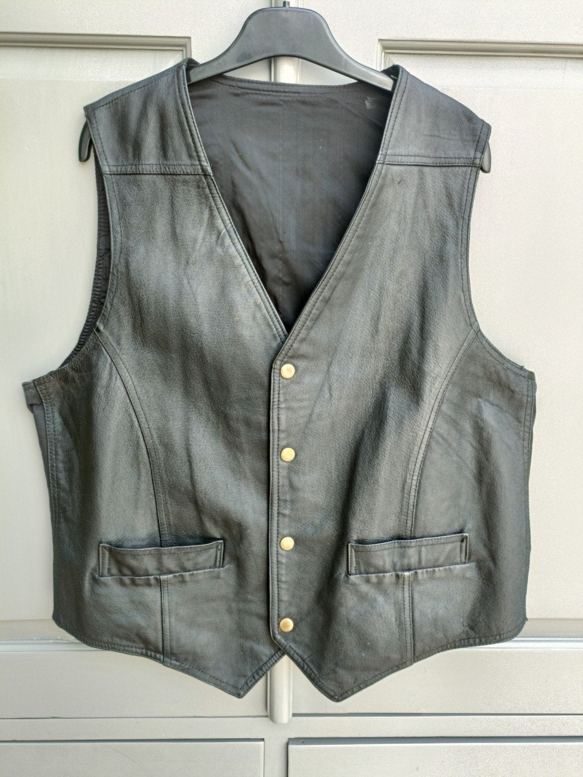 Zwart leer gilet, Maat 52/54 (L), Onbekend, Zwart, Ophalen of Verzenden