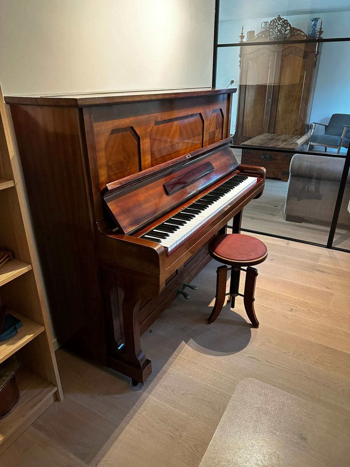 Reichmann Berlin piano–karaktervol & verzorgd–incl.pianokruk, Muziek en Instrumenten, Ophalen, Gebruikt, Bruin, Piano