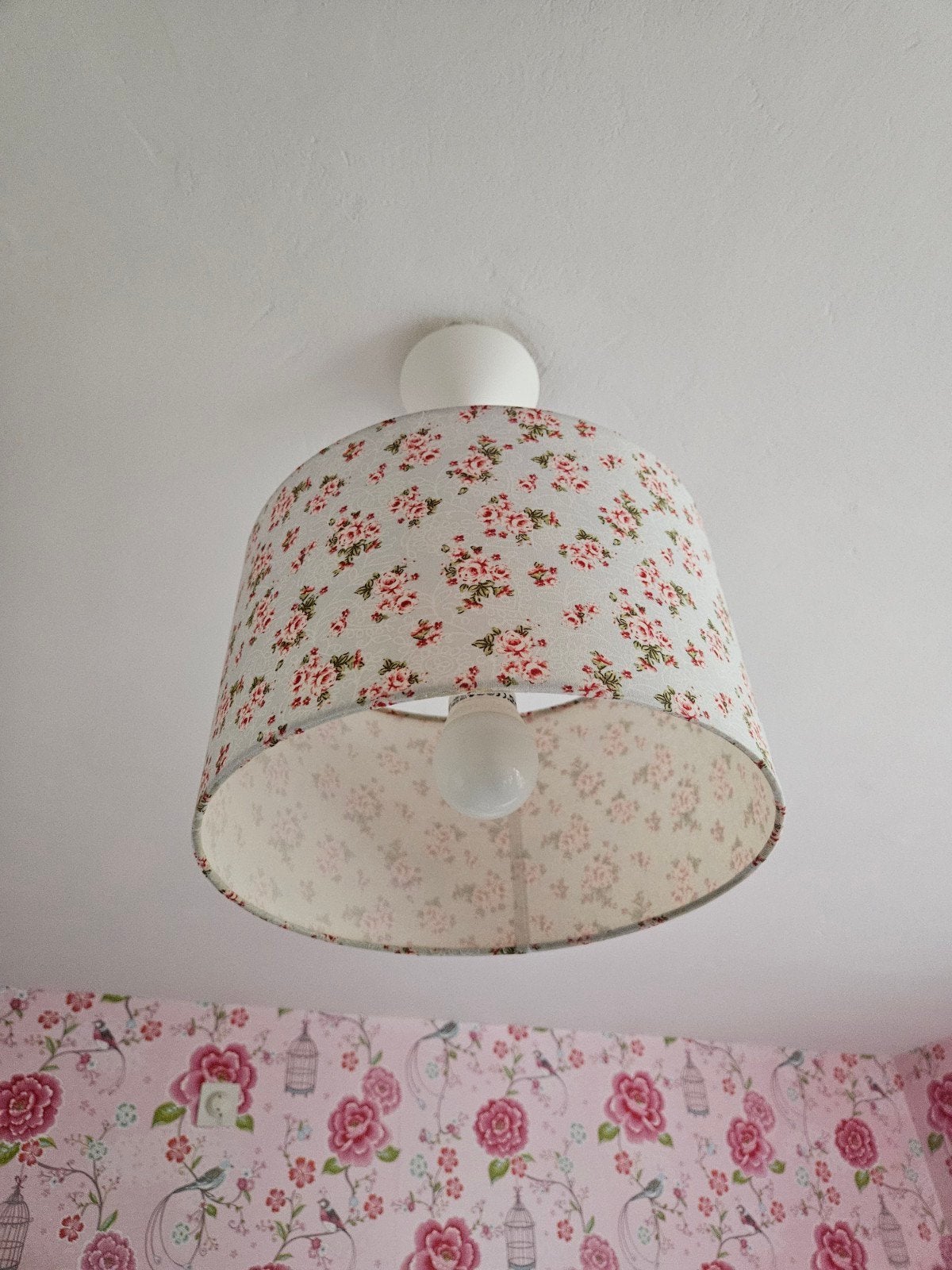 Little Dutch hanglamp + wandlamp lichtblauw met roosjes, Ophalen, Gebruikt