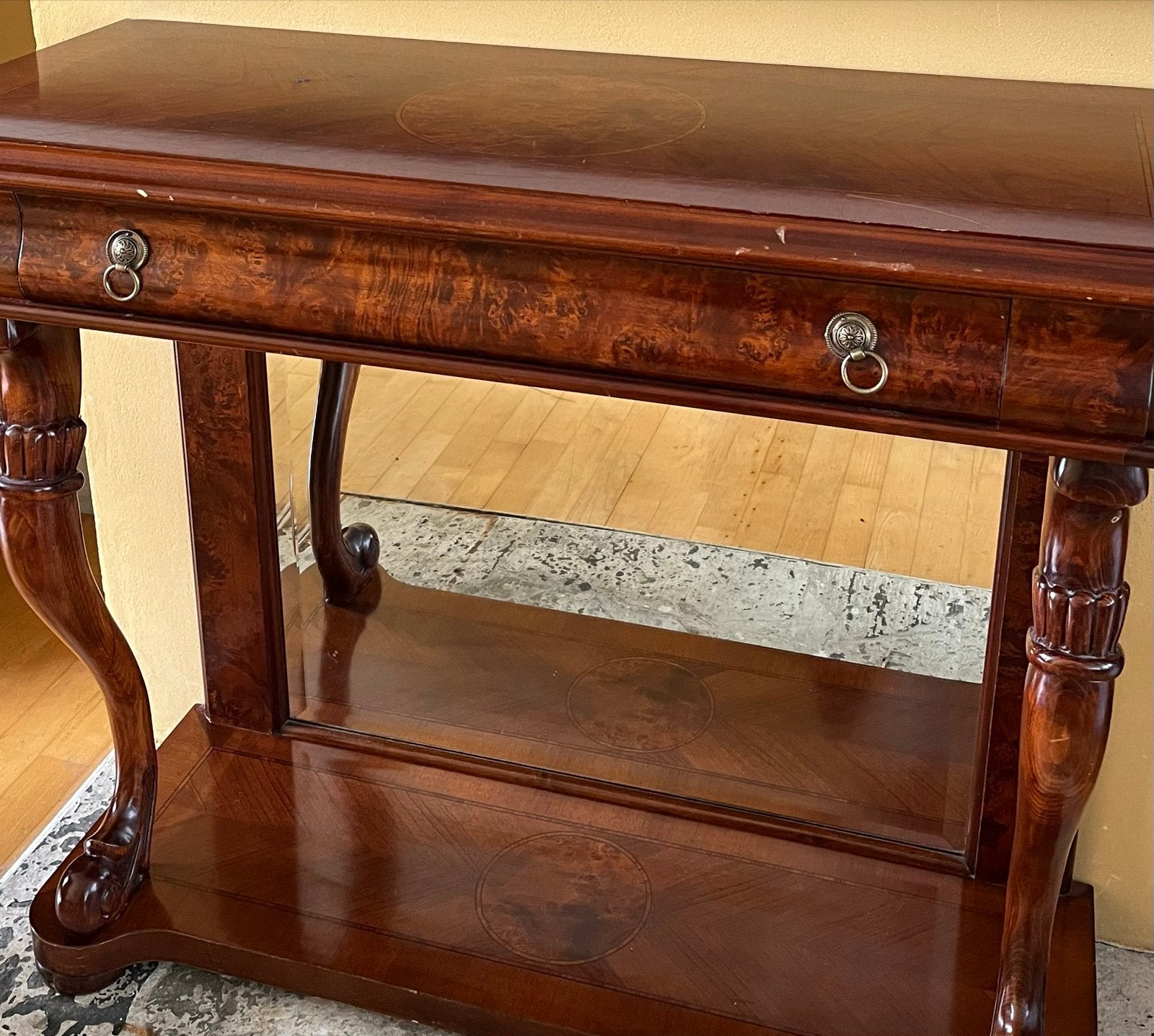 Antieke Console Tafel met Lade en Inlegwerk, Ophalen