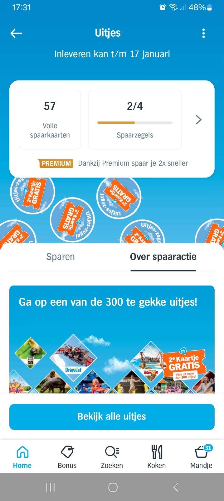 2de uitje gratis uitjeszegels spaaractie ah, Albert Heijn, Ophalen of Verzenden