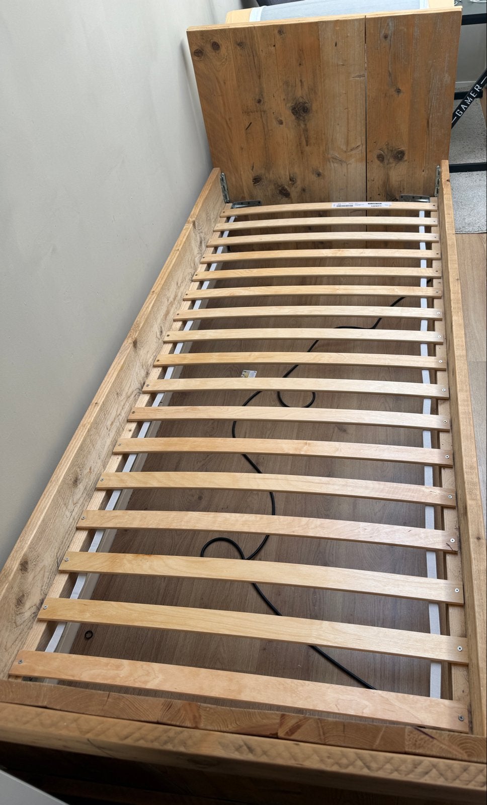 Eenpersoonsbed van hout met lattenbodem | single bed, Ophalen, Gebruikt, 90 cm, Eenpersoons