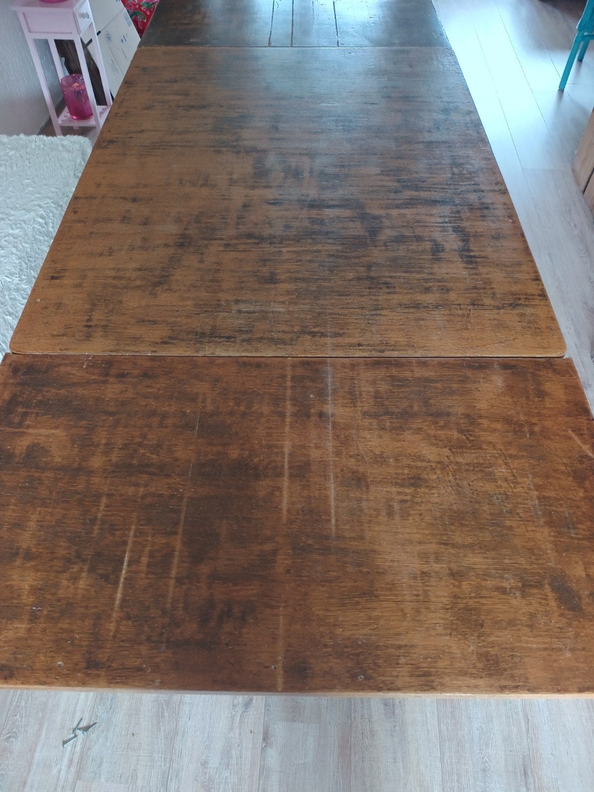 vintage eettafel, Ophalen, Gebruikt, 100 tot 150 cm, 200 cm of meer