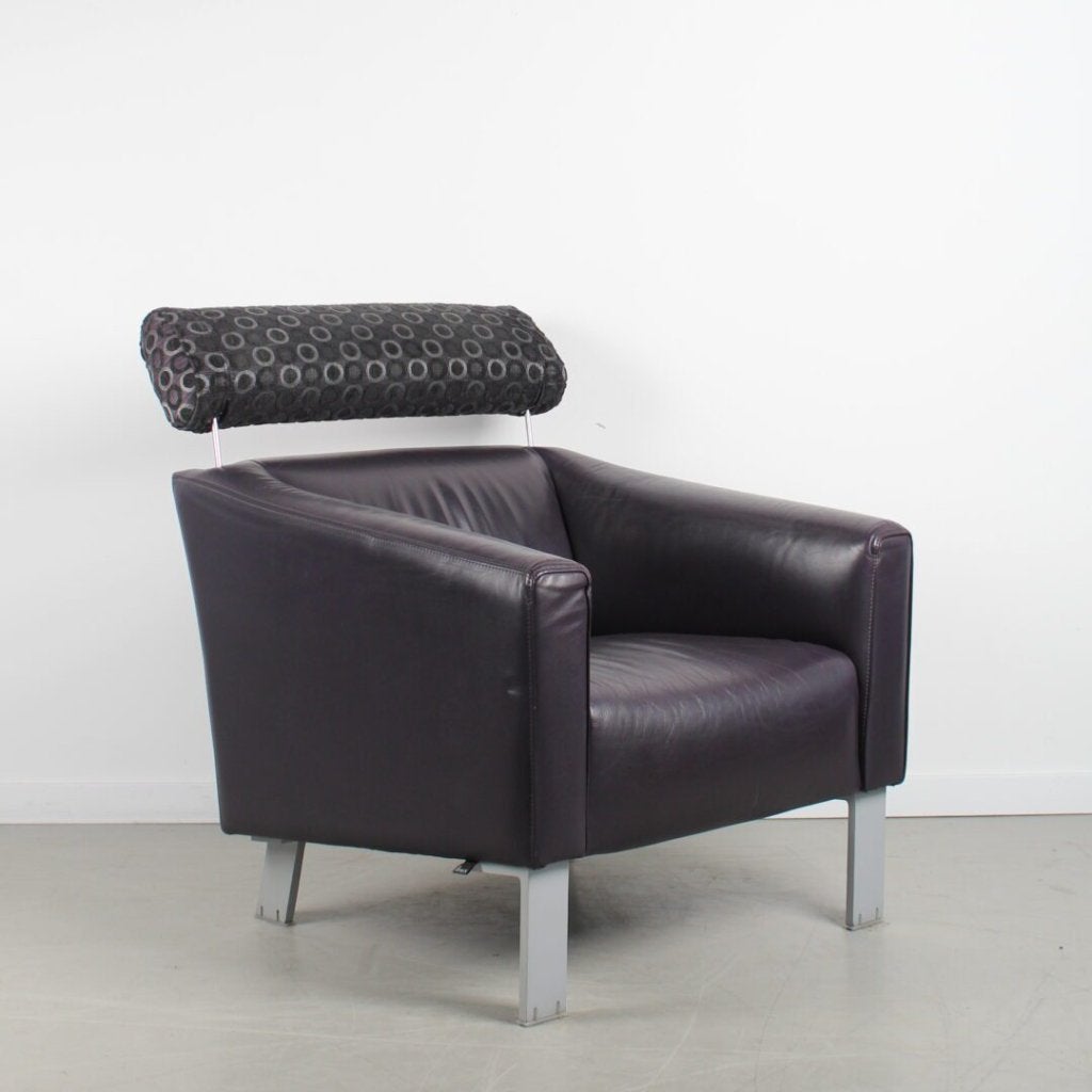 Leolux Patachou Fauteuil Paars Leer - Chroom, Huis en Inrichting, Fauteuils, Niet ingevuld, Zo goed als nieuw, Niet ingevuld, Niet ingevuld