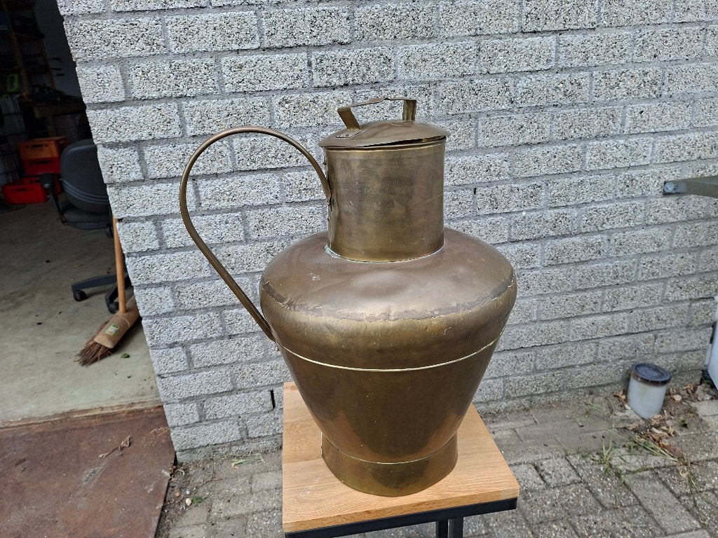 antiek grote messing geel koper melkkan waterkan, Antiek en Kunst, Ophalen of Verzenden
