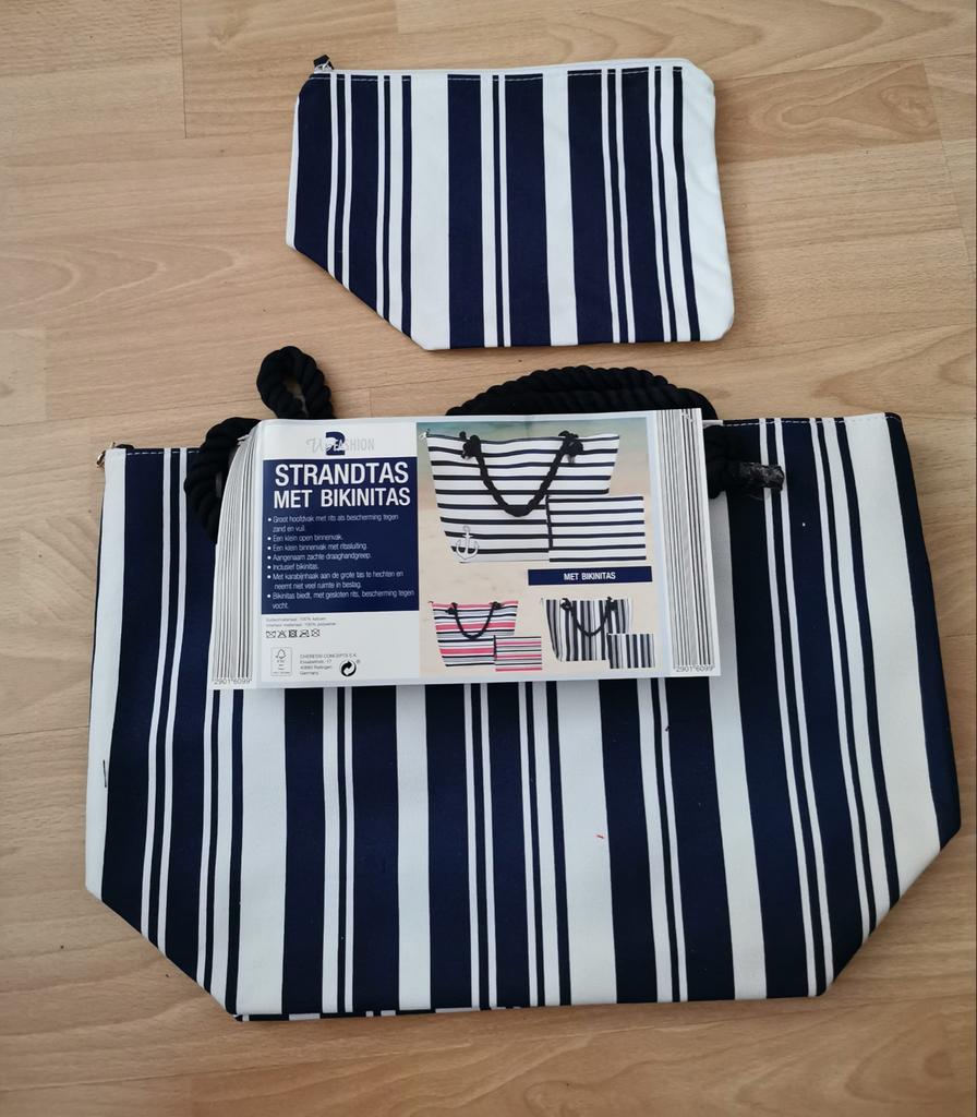 Strandtas met bikinitas, 30 cm of meer, Blauw, Ophalen of Verzenden, Nieuw