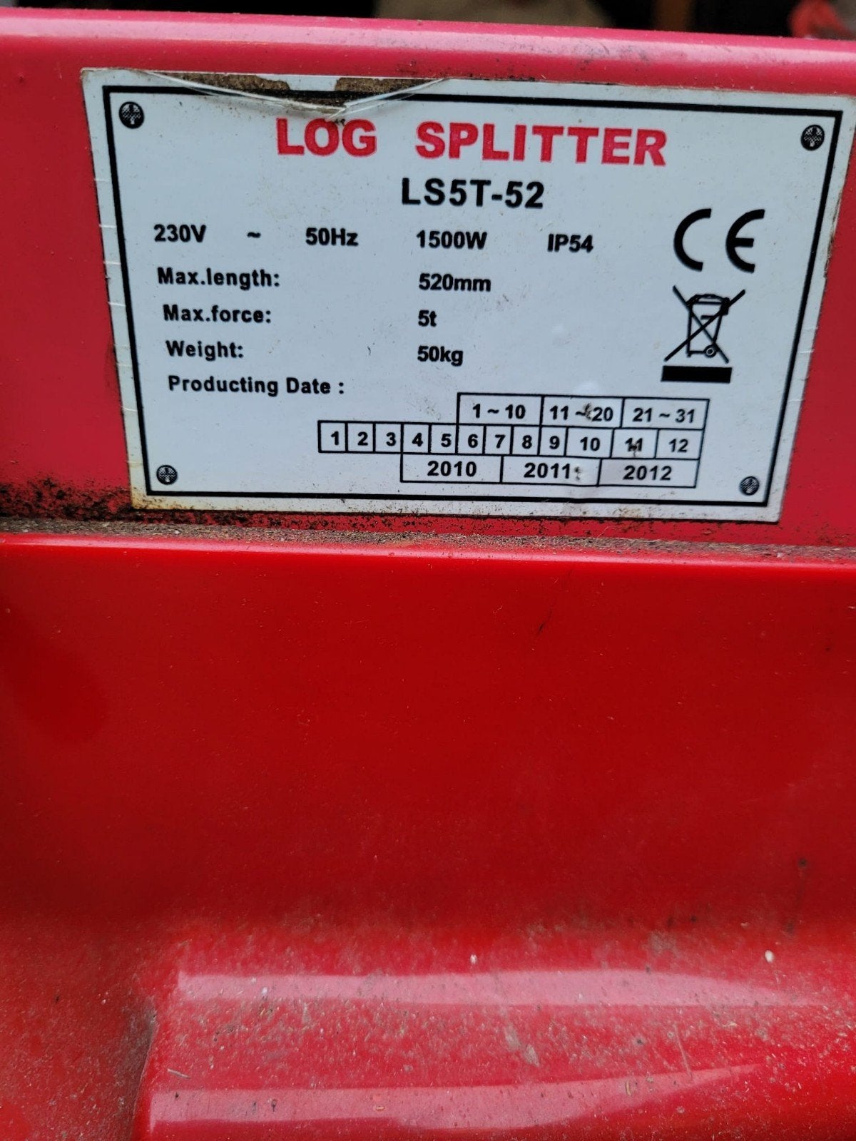 Log Splitter LS5T-52 - 5 ton houtklover, Ophalen, Gebruikt