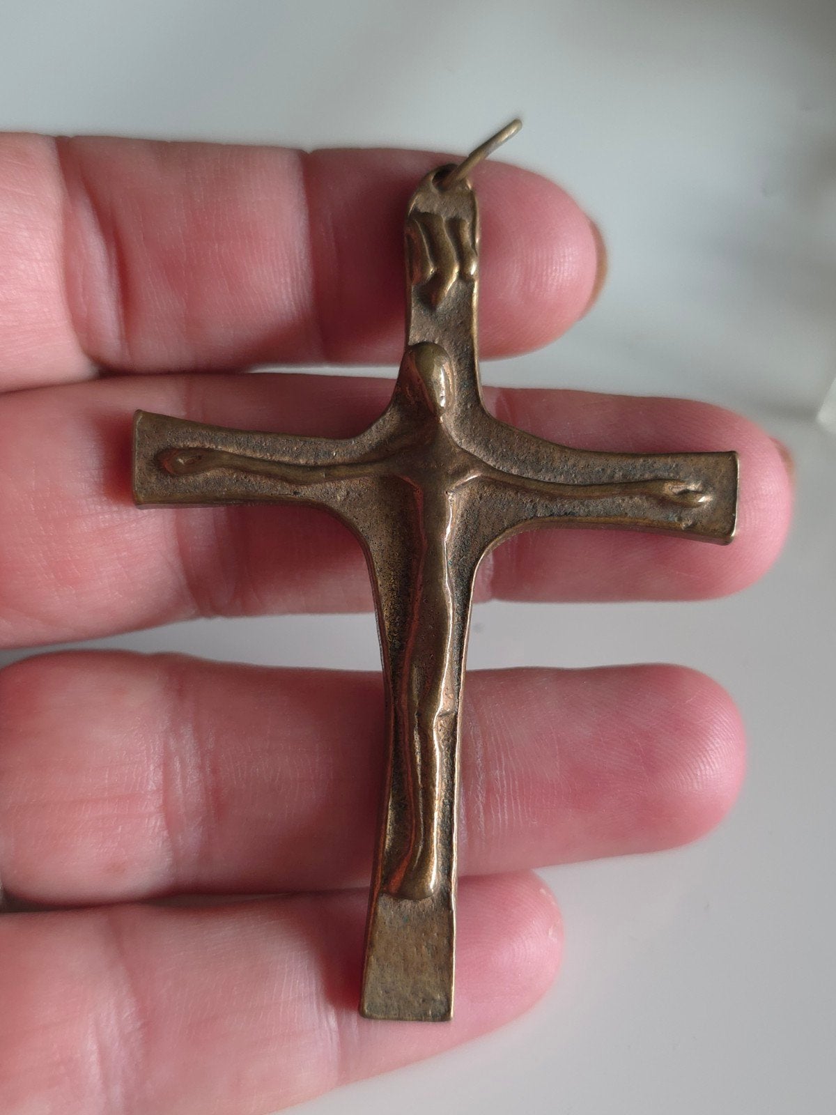 Bronzen kruis, Verzamelen, Religie, Ophalen of Verzenden, Gebruikt, Sieraad