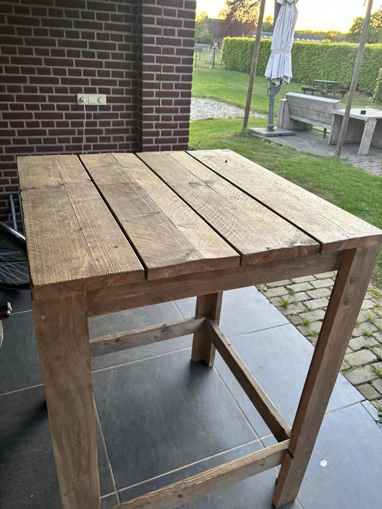 Steigerhouten statafel 80x80x110 cm, Ophalen of Verzenden, Gebruikt