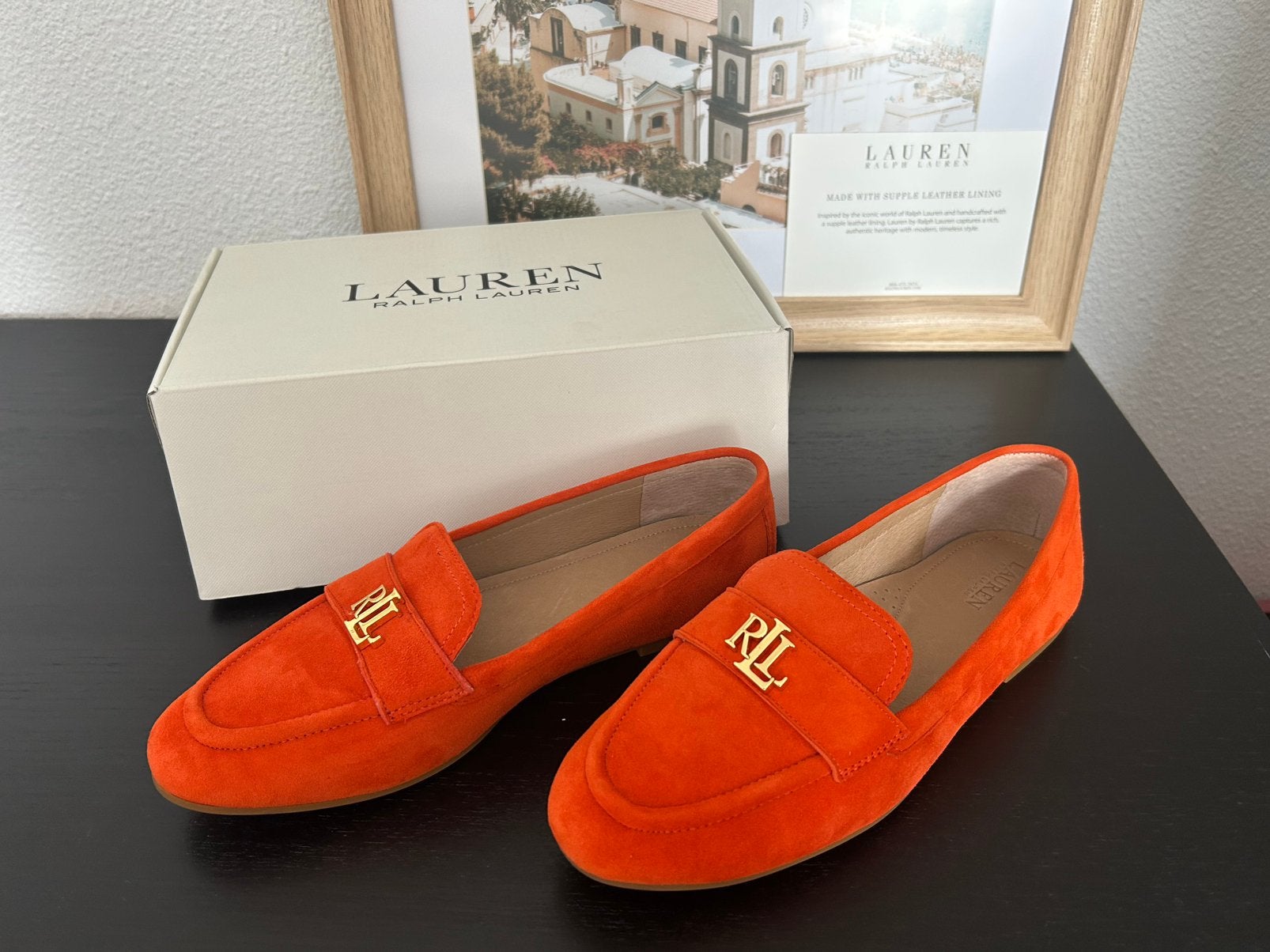 Ralph Lauren leder loafers oranje, Verzenden, Instappers, Nieuw, Oranje