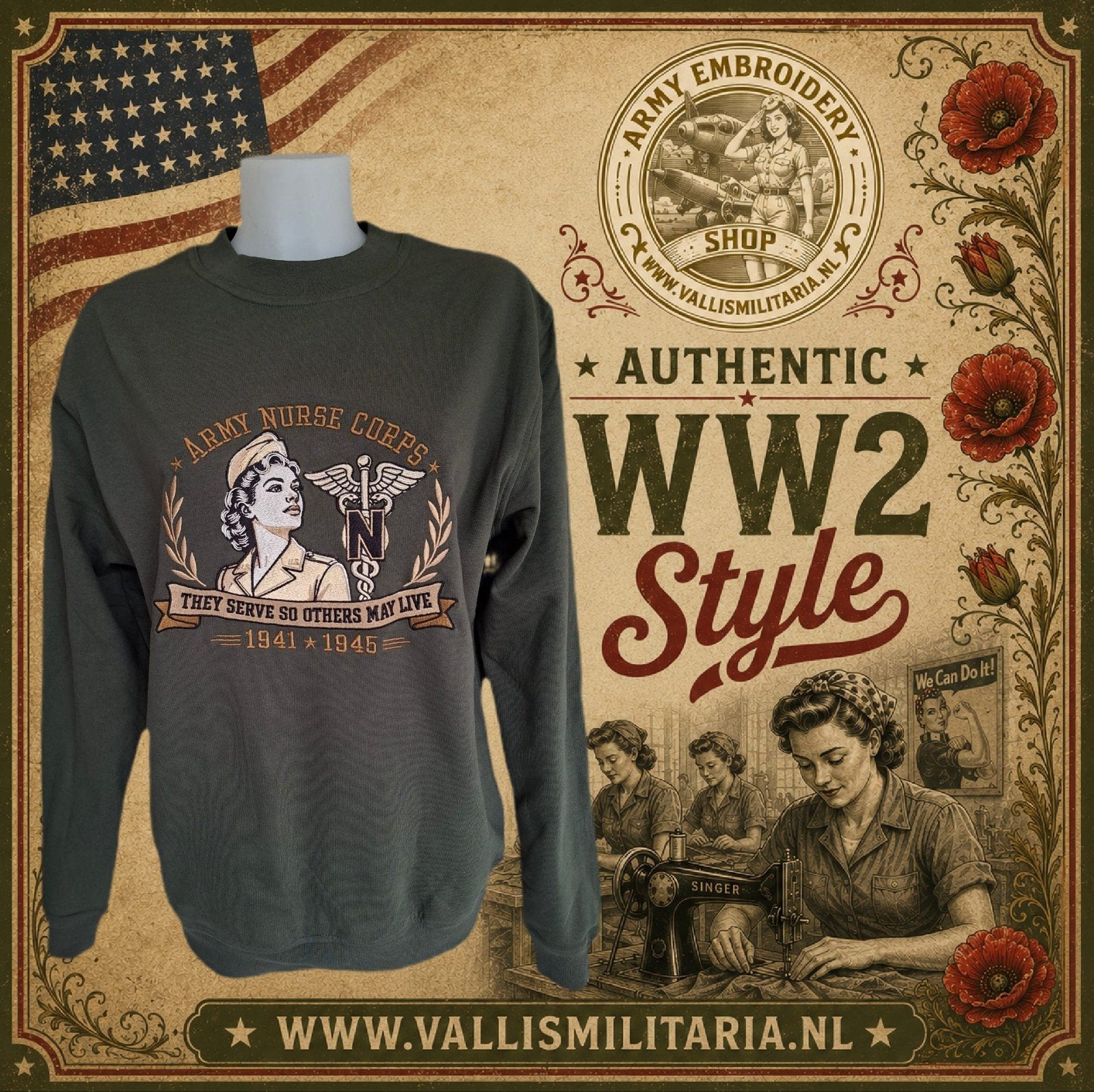 Geborduurde Nurse Trui - WW2 Stijl - Maten XS t/m 3XL, Kleding | Dames, Truien en Vesten, Nieuw, Ophalen of Verzenden, Onbekend