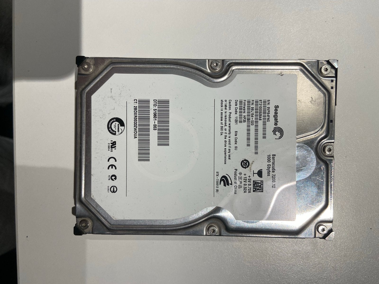1TB HDD Harde Schijf - Seagate Barracuda 7200.12, Computers en Software, Harde schijven, Intern, Gebruikt, Ophalen of Verzenden