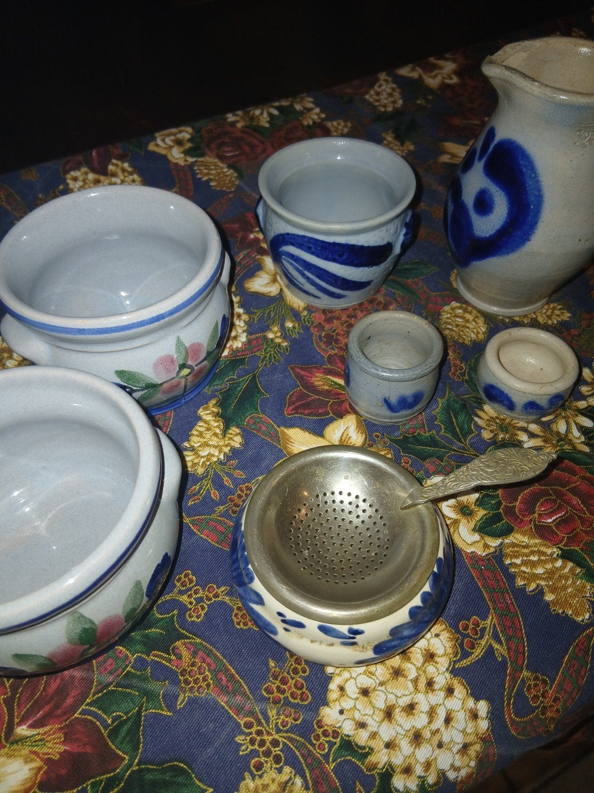 Vintage Delfts Blauw en Aardewerk Servies Set, Ophalen of Verzenden, Voorraadpot, Steen/keramiek, Overige merken