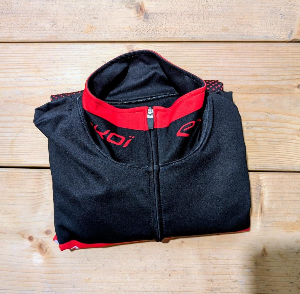 Ekoi Rainstop Fietsjack Zwart/Rood - Maat M, Fietsen en Brommers, Heren, Ophalen of Verzenden, L, Bovenkleding