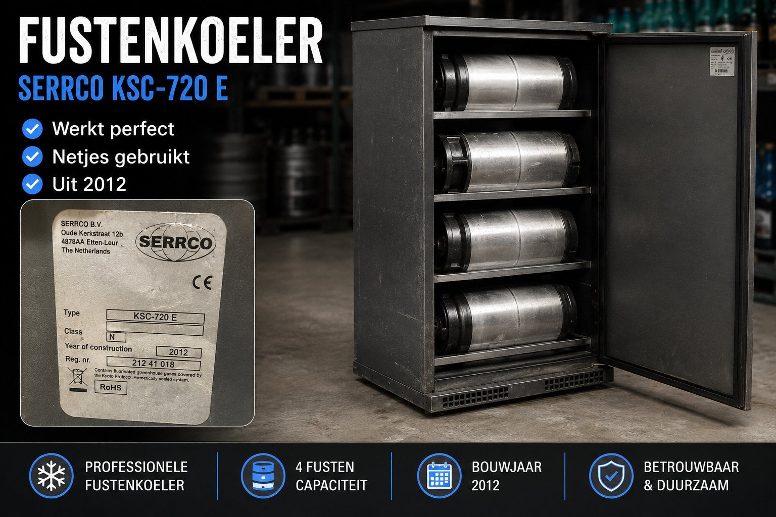 SERRCO KSC-720E Fustenkoeler | Werkend | Horeca, Witgoed en Apparatuur, Thuistaps, Zo goed als nieuw, Overige merken, Ophalen