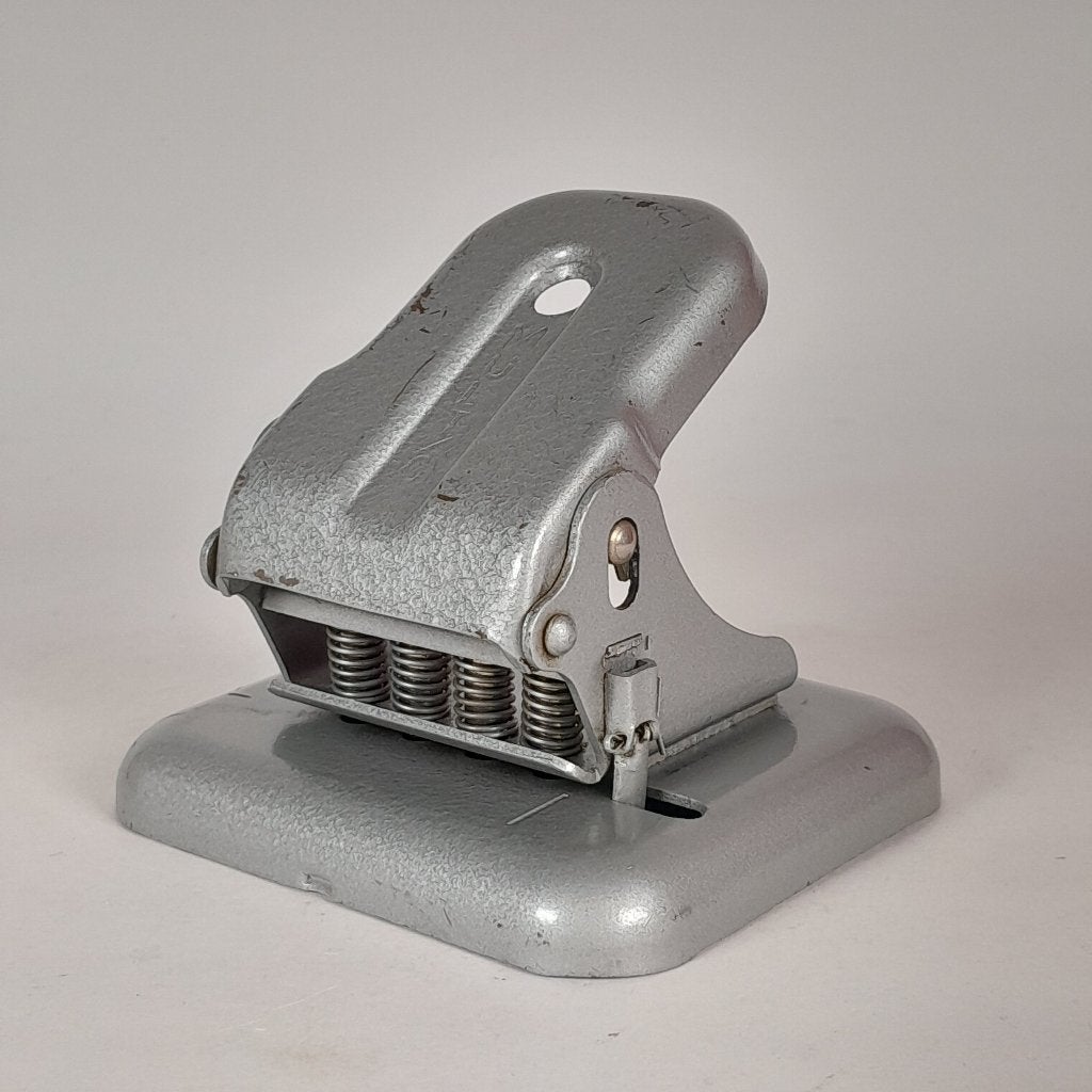 Vintage 4-gats perforator - Multo - grijs gehamerd metaal, Ophalen of Verzenden