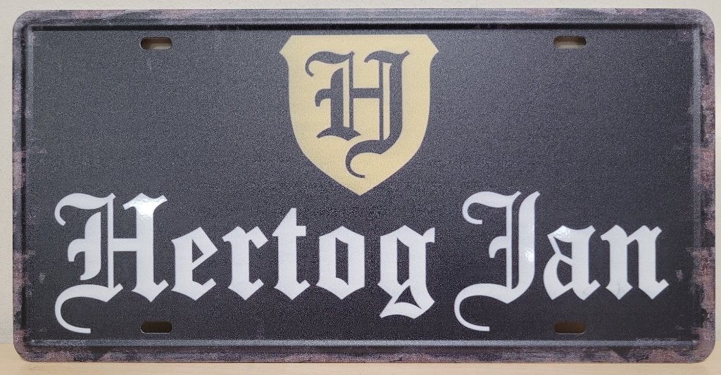 Hertog Jan bier zwart license plate reclamebord van metaal