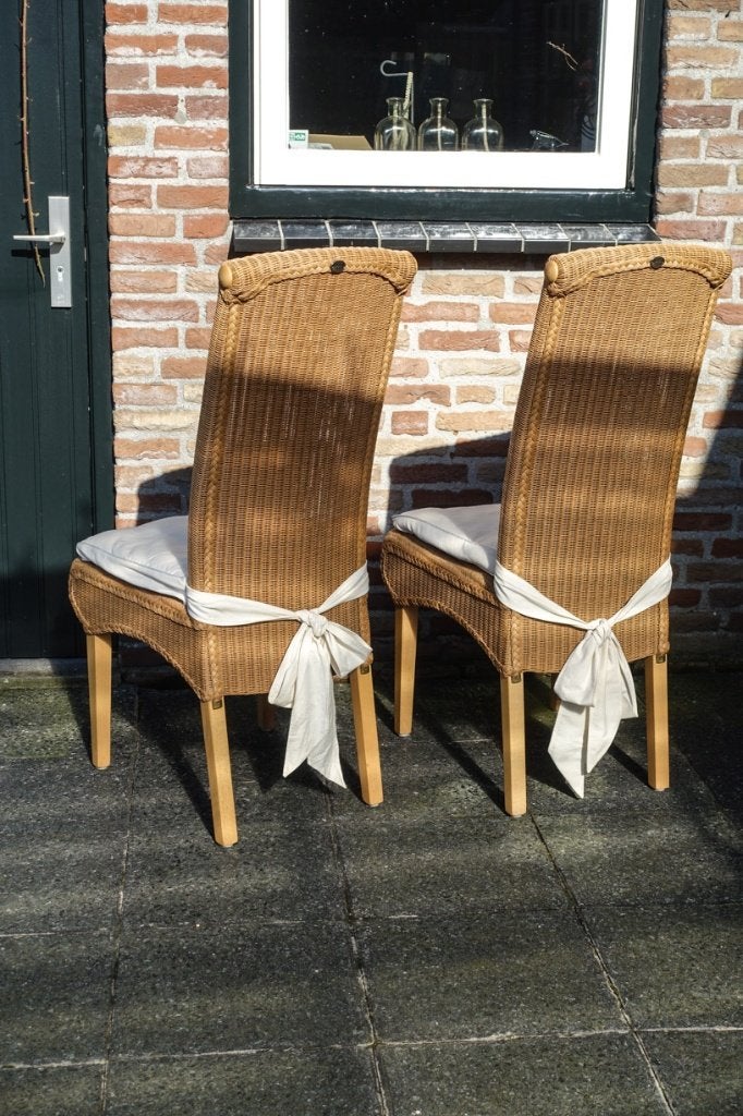 6 sfeervolle lounge stoelen - Ibiza stijl - loom - 15,- pst, Huis en Inrichting, Stoelen, Bruin, Zo goed als nieuw, Vijf, Zes of meer stoelen