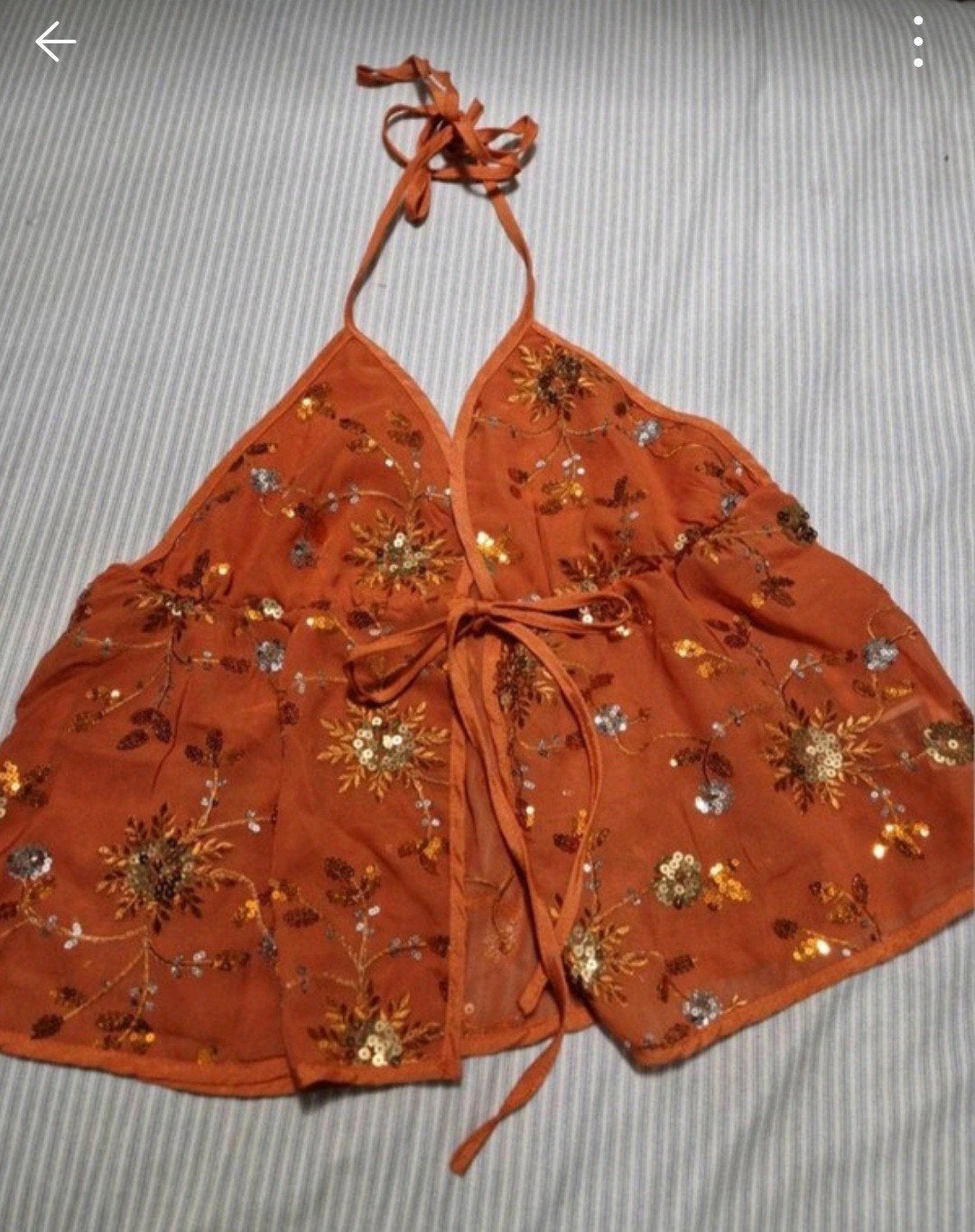 Ibiza Boho Top met Pailletten - Oranje Haltertop, Maat 42/44 (L), Nieuw, Oranje, Ophalen of Verzenden