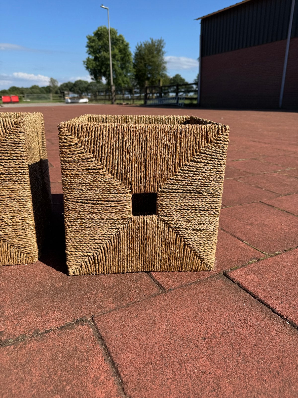5 rieten manden voor opbergen van spullen, 32 cm, Ophalen, Overige materialen, Minder dan 50 cm, Gebruikt