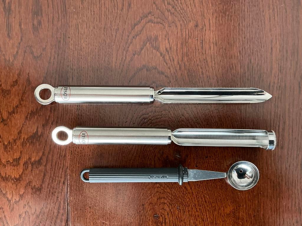 Ananas/appel boor. 3 stuks. Merk: Rosle., Ophalen of Verzenden, Zo goed als nieuw, Rvs of Chroom