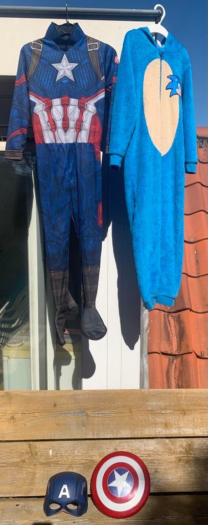 Rubies Captain America pak + Sonic onesie, Ophalen, Overige maten, Kleding, Overige thema's